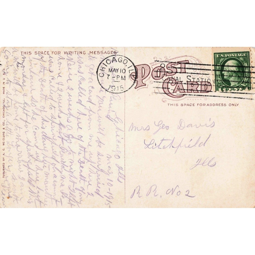 Vintage 1915 Busy Alley Union Stock Yards Chicago Illinois Postcard McClurg VG - Picture 2 of 2